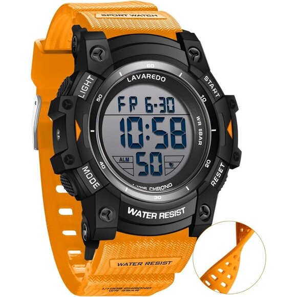 Senor Men Digital Sport Watch 5ATM Waterproof Military LED Backlight Resin Strap - Picture 1 of 9